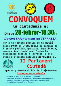 Lectura Pública de la Moció sobre el Dret a l'Educació